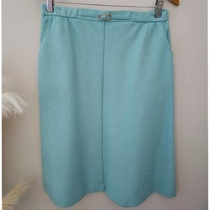 Vintage Union Koret Mint Green A-line Elastic Metal Buckle Waist Midi Skirt